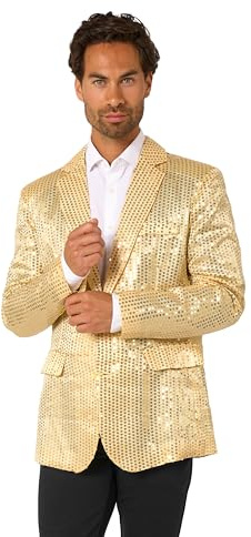 OFFSTREAM Herren Slim Fit Pailletten Party Blazer – Glänzend für Weihnachten, Silvester, Abschlussball und Partys – Auffällige und stylische Jacke für besondere Anlässe