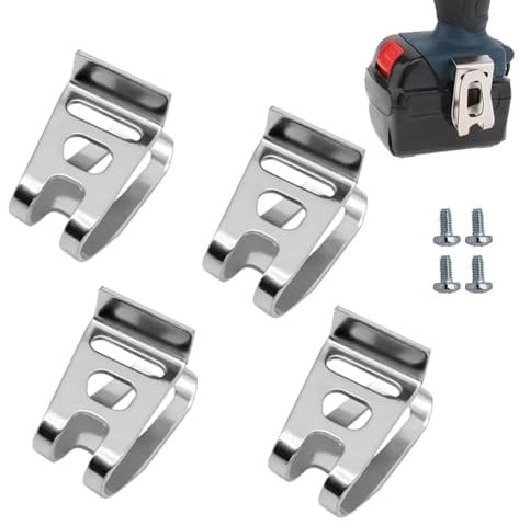 4PCS Stainless Steel Belt Hook Clips for Makita Drills - Heavy-Duty Replacement Belt Clip with Screws - Compatible with Impact Drivers & Power Tools (Model Number)