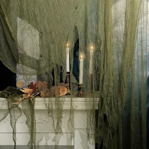 0.9 * 10.16M Halloween Dekoration Gaze -Gruseliger Stoff - Käsetuch Halloween Dekorationen für die Türen Hallen,Duschvorhänge,Veranden,Decks,Fenster,Tore,Deko Prop