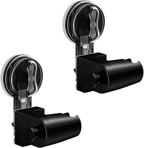 Sixfolo 2 Pezzi Supporto per Doccia a Ventosa Supporto per Soffione Doccia Rimovibile Supporto per Doccetta Senza Foratura Staffa Supporto Doccia Regolabile 180º con Gancio per Accessori Bagno