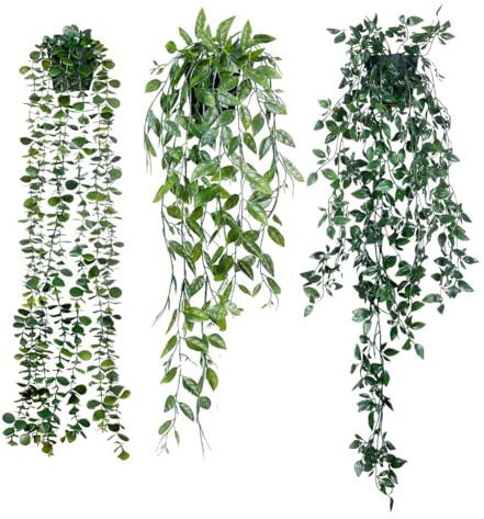 PAGJHRFJG Artificial Eucalyptus Potted 3 Pack Artificial Eucalyptus Potted Greenery Faux Eucalyptus Mandala Vine