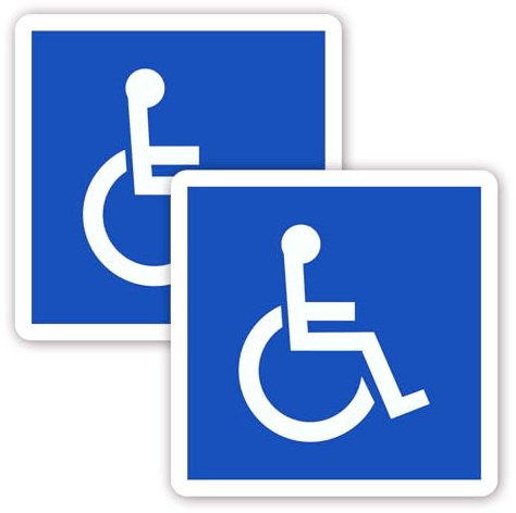 Disabled Blue Mobility Badge Stickers | Pack of 2 | 100mm x 100mm Self-Adhesive Car Window Decals | Disabled Car Stickers UK | Blue Badge Sign