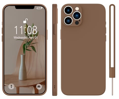 KPPIT for iPhone 14 Pro Case Silicone 6.1 inch,Ultra Slim Soft Gel Anti-Scratch,Microfiber Lining,Rubber Shockproof Case Cover iPhone 14 Pro,Brown