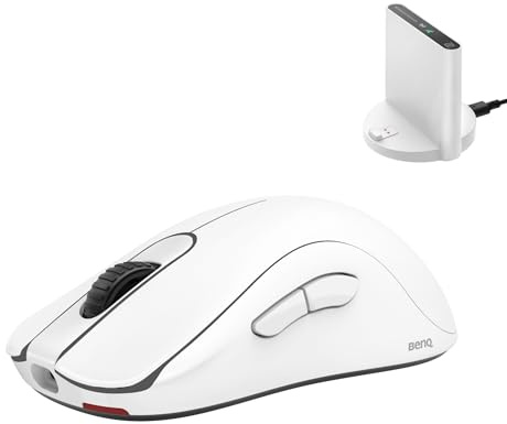 BenQ Zowie ZA13-DW Kabellose 4K-Maus für den E-Sport White Edition, Sportwissenschaft, glänzende Oberfläche, optimierter 4K-Empfänger, 64 g, symmetrisch, treiberlos, 3950 Sensor, 4K-Abrufrate