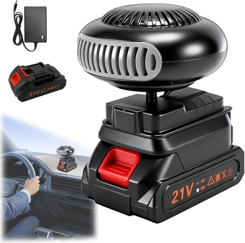 Auto Heizung mit Akku, 2026 New Mini Akku Heizlüfter mit Kippschutz, Wiederaufladbare Heizung mit USB-Anschluss für Camping, Zelt, Büro, Auto, Autoscheibenheizung (A. Eine Batterie)