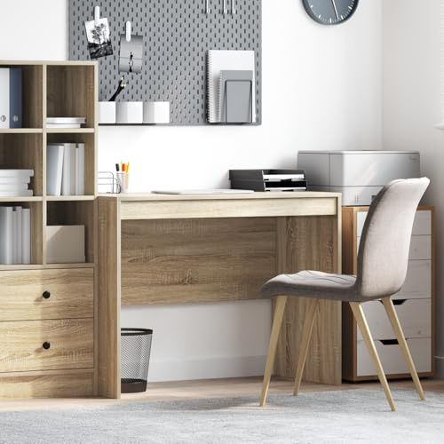 IBUQDDV Schreibtisch Sonoma-Eiche MDF mit Sonoma-Eichenfurnier und Aufbewahrungsschublade, Robuster Schreibtisch mit kompakter Größe 100x50x76cm, Modernes Design für Büro