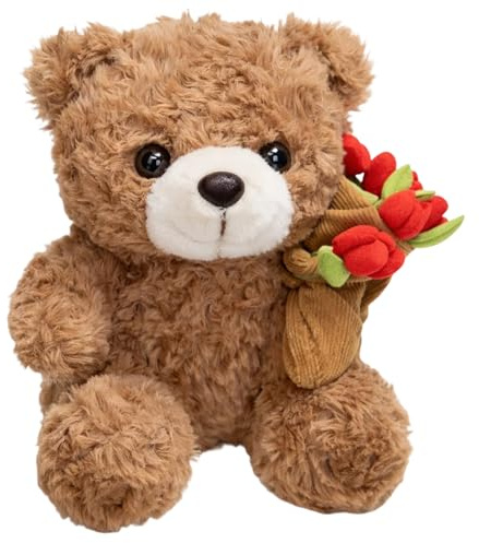 Teddy Bear for Girlfriend, Romantic Rose Teddy Bear, Cute Birthday Gifts for Girlfriend, Valentines Teddy Bears, Medium Teddy Bears for Home Decor, Soft Plush Teddy with Rose