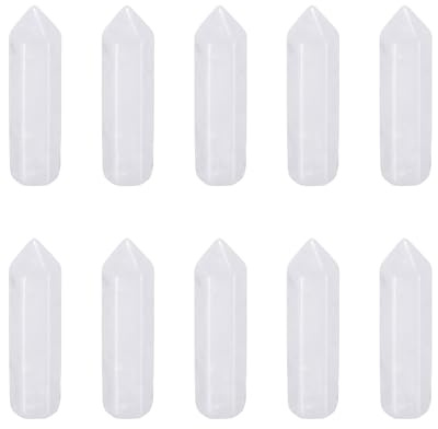 QUARKZMAN 10Pcs Baguettes De Cristal, Quartz Clair Naturel Hexagonal Pour Chakra Méditation Enrobage Fil Ornementationation Maison Collection En Gros Pierre Revêche, 33 x 8mm