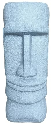 Relaxdays Moai Figur, XXL, Gartendeko, Rapa NUI Kopf, HxBxT: 47x20x18 cm, große Osterinsel Statue, Kunstharz, grau