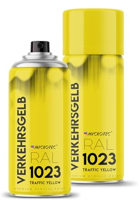MICROTEC Sprühlack | 400ml | hochwertiges Acryllackspray | matt oder glänzend | Sprühfarben für Metall, Holz, Kunststoff u.v.m. | große Farbauswahl (Gelb matt - RAL 1023)