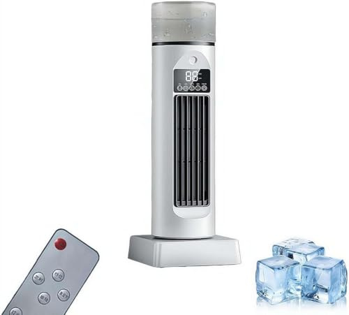Ventilador de torre de aire con niebla de refrigeración, ventilador de piso oscilante silencioso de 6 velocidades con control remoto e interfaz táctil, enfriador oscilante silencioso sin aspas con