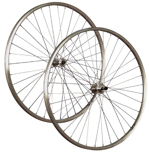 28 Zoll Laufrad Satz Set Fahrrad Aluminium Hohlkammer Felge Schraubkranz QR Silber
