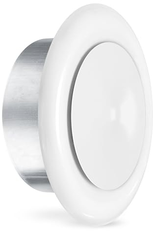 Klimapartner TVSZ - Zuluft Tellerventil (125 mm, weiss RAL9016) | Lüftungsgitter mit Einbaurahmen, Stahlblech, Stufenlose Regelung des Luftstroms, robust, langlebig, weiß RAL9016