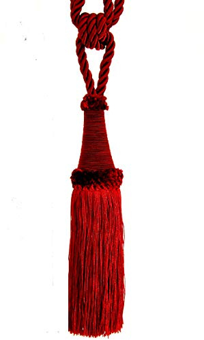 Mosel Avenue Art & Gobelin Studio (DE) Raffhalter 65 cm Quaste 22 cm mit Kordel Rot Dunkelrot Schmuckquaste Gardinen Vorhang Gardinenhalter Quaste Halter für Gardinen Barock Design