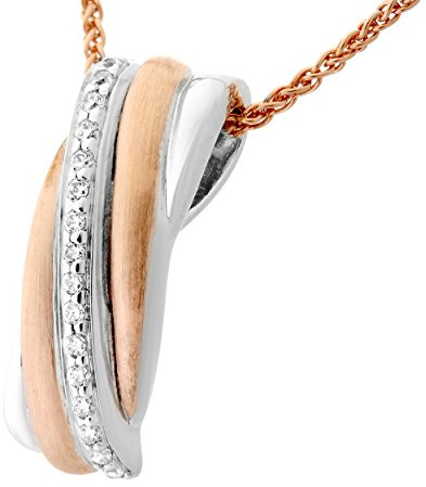 Orphelia Damen-Anhänger met Kette 925 Silber teilvergoldet Zirkonia weiß Brillantschliff-ZH-7118