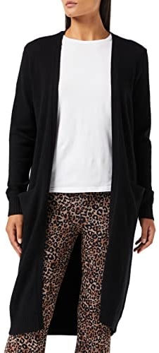 Vila Clothes Damen Strickjacke VIRIL L/S Long Knit Cardigan - NOOS 14042770, Einfarbig, Gr. 40 (Herstellergröße: L), Schwarz (Black)