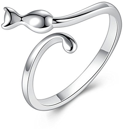 VIKI LYNN Verstellbarer Katzenring 925 Sterling Silber Geschenk fuer Frauen Mädchen