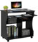 Yaheetech Mesa Escritorio con Ruedas Mesa de Oficina con Bandeja Extraíble 80x48x76 cm Escritorio Ordenador ​con Cajones para PC Impresora Despacho Estudio Negro
