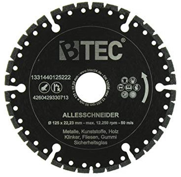 BTEC Profi Diamant-Trennscheibe Universal ALLESSCHNEIDER Trennscheibe 300mm x 20,00mm für Stahl, Eisen, Holz, GFK, Gummi, Glas, Bitumen etc