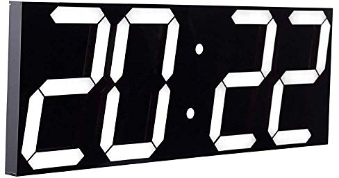 CHKOSDA Reloj LED Digital de Pared Grande con Pantalla LED de 18 Pulgadas, Cuenta atrás con 8 Niveles de Brillo Ajustables, indicador de 12/24 Horas, indicador de Temperatura y Calendario (Blanco)