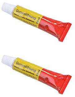 Gravidus 2er Set Gummilösung 10 ml - Flickzeug für Fahrradreifen Reparatur mit gelber Schutzfarbe