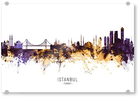 artboxONE Acrylglasbild 30x20 cm Städte/Istanbul Istanbul Turkey Skyline PurpleGold - Bild Istanbul