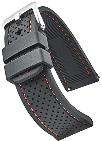 STUNNING SELECTION ALPINE Premium Quality Sporty Silicone Waterproof Watch Band with quick release - Soft Rubber Watch Strap - Assroted Colors - 20 mm, 22 mm and 24 mm (20MM, BLACK-RED)
