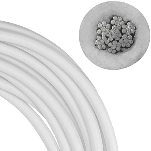FASTON PVC Drahtseil 5/7 mm 7x7 weiss Edelstahl A4 V4A (100 Meter) ummantelt Stahlseil Drahtseile Edelstahldrahtseile