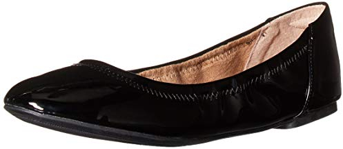 Amazon Essentials Damen Ballerinas Belice Zum Hineinschlüpfen, Schwarz Lackleder, 39.5 EU