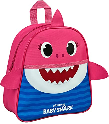 Baby Shark Rucksack Klienkind 2/5 Jahre - Baby Hai Kindergartentasche Kinder Gelb Blau Rosa - Klein Mädchen Jungen Schultasche Kindergarten Ranzen - Haifisch Kinderrucksack 29x27x10 cm (Pink)