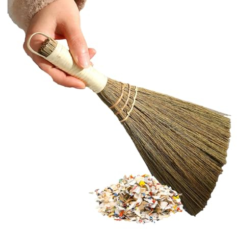 Little Broom,Hand Broom 10.2inch Mini Broom Indoor Grass Broom Whisk Broom Wooden Straw Corn Broom,Floor Cleaning Sweeping Broom Handmade Dust Broom Brush Small Broom for Sofa, Car, Corner