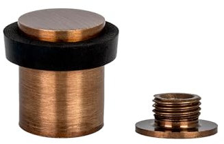 EVI Herrajes | Antique Brass Door Stop | Ø20x25mm | Floor Mounted | Silicone Protection | Includes Screw + Fastening Plug | Model I-180-CBCU