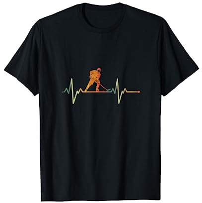 Vintage Joueur De Hockey Battement De Cœur Hockey Sur Glace T-Shirt