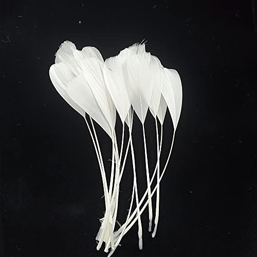 HAPPY FEATHER 40PCS 5-7 inch Goose Feathers for Crafts, DIY, Dream Catchers, Party Decorations Accessories-White