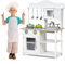 GOPLUS Cocina Juguete de Madera, Cocinita Infantil con Nevera Utensilios Accesorios Divertidos, Cocinitas de Juguetes, Niños (Blanco 1)