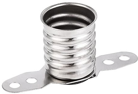 sourcing map 20 Stück E10 Lampenfassung 28x13mm DC 30V 2 Stifte Lampenfassung Schraubsockel mit Montageplatte Vernickeltes Kupfer