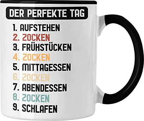 Trendation - Gamer Tasse Geschenk Jungen Zocker Mitbringsel Männer Tassen Zocken Gaming Geschenkideen PC Kinder Zubehör Spruch Lustig Jungs (Schwarz)