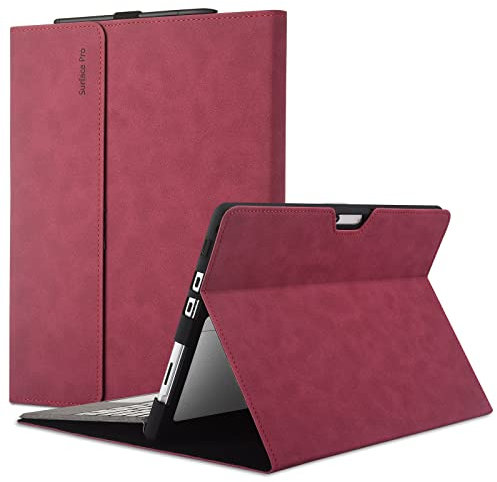 xisiciao 13 Inch Case for Microsoft Surface Pro 8 (2021) with Stylus Holder, Ultral Thin Lightweight Business Portfolio, Compatible with Type Cover Keyboard. (13 Inch, Burgundy)