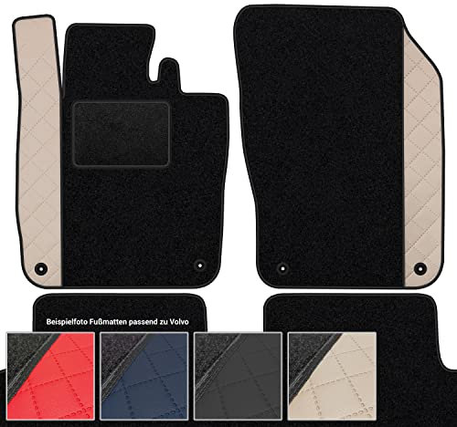 moto-MOLTICO Fußmatten Auto Velours Autoteppiche Schwarz Automatten Set 4-teilig - Auffälliges Design - passend für Volvo 850 V70 I 1991-1997 (Beiges Muster)