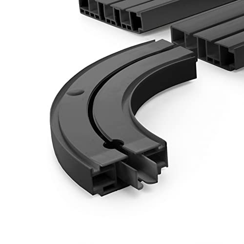 Seiletech.de GARDINENSCHIENEN und Rundbogen Set | 180cm | PVC | 1-läufig | schwarz | inkl. Befestigungsmaterial | 1,8m (2 x 90cm + Verbinder) | Gardinen Schiene Vorhangschienen