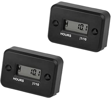 HonorMeet Digitaler induktiver Stundenzähler, Gesamtstunden für die Wartung, wasserdichtes Design für Rasenmäher, Generator, Kettensäge, Außenborder, ATV, Motorrad, Schneefräse(2 STÜCKE)