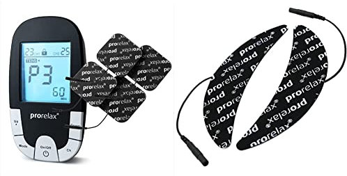 prorelax TENS/EMS Super Duo PLUS Blackline | Elektrostimulationsgerät | Natürliche Therapie zum Muskelaufbau & gegen Schmerzen | 2 Therapien mit einem Gerät & 49009 Blackline Elektroden-Pads, schwarz