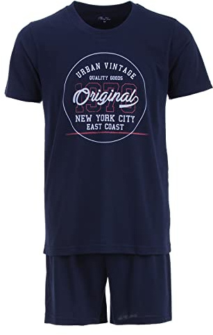 Henry Terre Herren Pyjama Set Shorty Vintage Übergröße Baumwolle