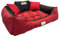 KingDog Hunde- und Katzenbett mit Zwei Kissen Hundekissen Hundekorb Haustierbett Waschbar Wasserdichtes PVC-Material (M 75x65cm, Rot)