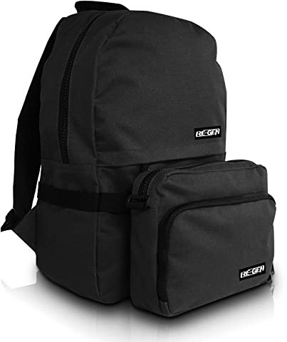 RE-GEN Modular MOLLE-Rucksack, 20 Liter, Militär-Rucksack, Wanderrucksäcke, Rucksack + Vordertasche, abnehmbares Set (Modell B), ideal für Camping, Wandern, Schwarz, One size