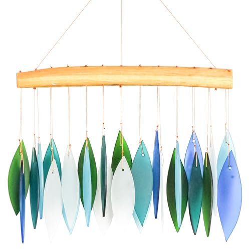 Ozeanbrise-Glas-Strandholz-Windspiel, Küsten-Garten, 36,8 cm