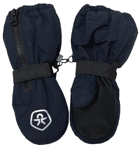 Color Kids - Fäustlinge mit langem Reißverschluss für Kinder - Solid - Total Eclipse