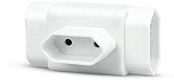 Garza - Adaptador de Enchufe Triple Frontal con Toma de Tierra, 3 Tomas Europlug, Tipo C, Protección Infantil, Blanco