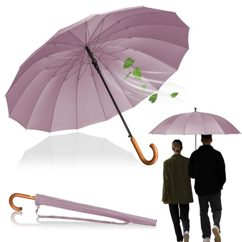 LOGAN & BARNES Stockschirm Sturmfest Ø120cm mit hochwertigem Echtholzgriff und geräuschloser Gummispitze - XXL Regenschirm Groß mit 16 Streben - Modell EDINBURGH