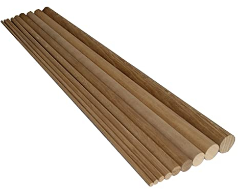 Rundstab Eiche 1m lang, Ø 8-40mm, Holzrundstäbe Rundholz Bastelholz Treppensprosse (Ø 10 mm)